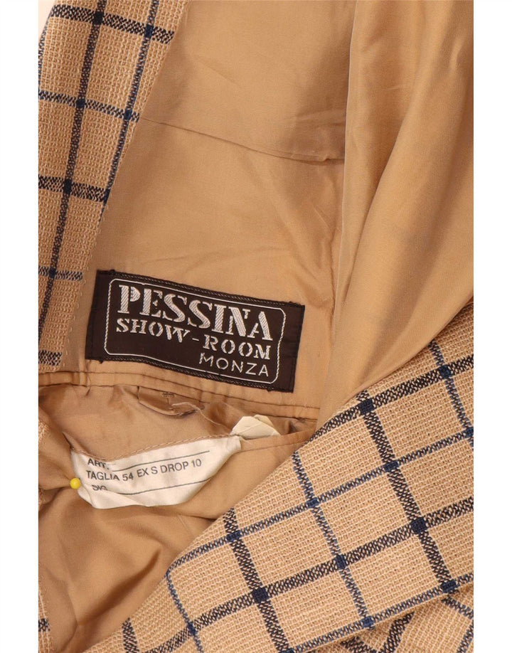 Giacca blazer da uomo a 2 bottoni Cerruti 1881 IT 54 2XL Beige a quadri classico