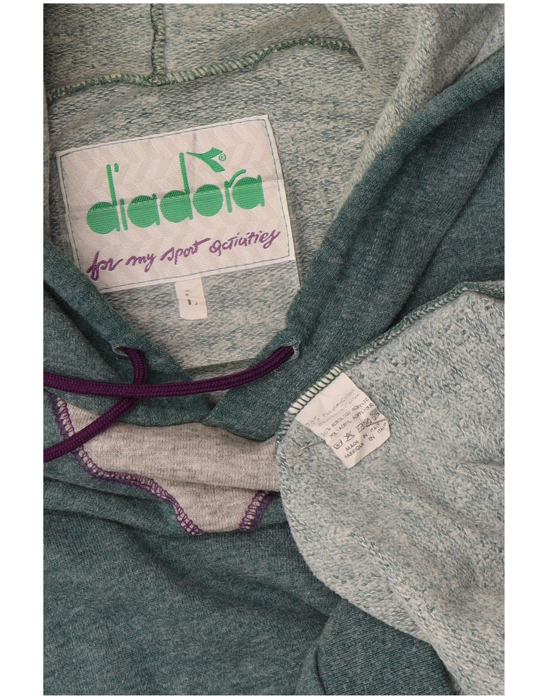 DIADORA Maglia Uomo Smanicata con Cappuccio Large in Cotone Blu