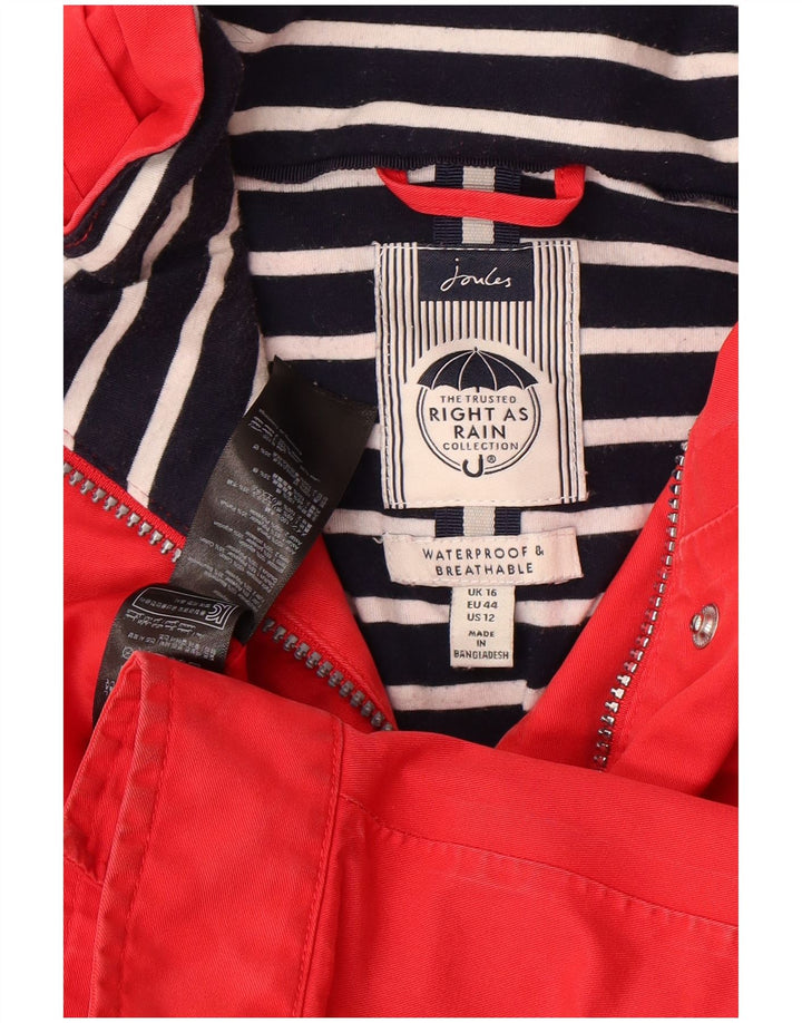 Giacca impermeabile oversize da donna Joules UK 16 grande poliestere rosso