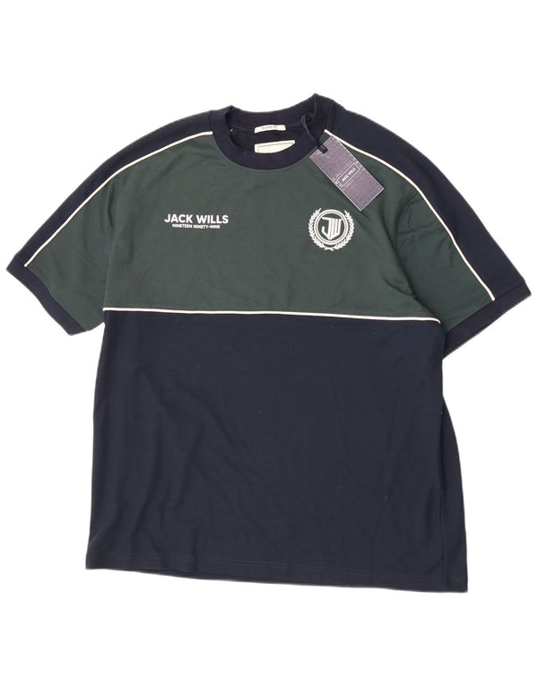 T-shirt grafica da uomo Jack Wills Top color block blu navy medio