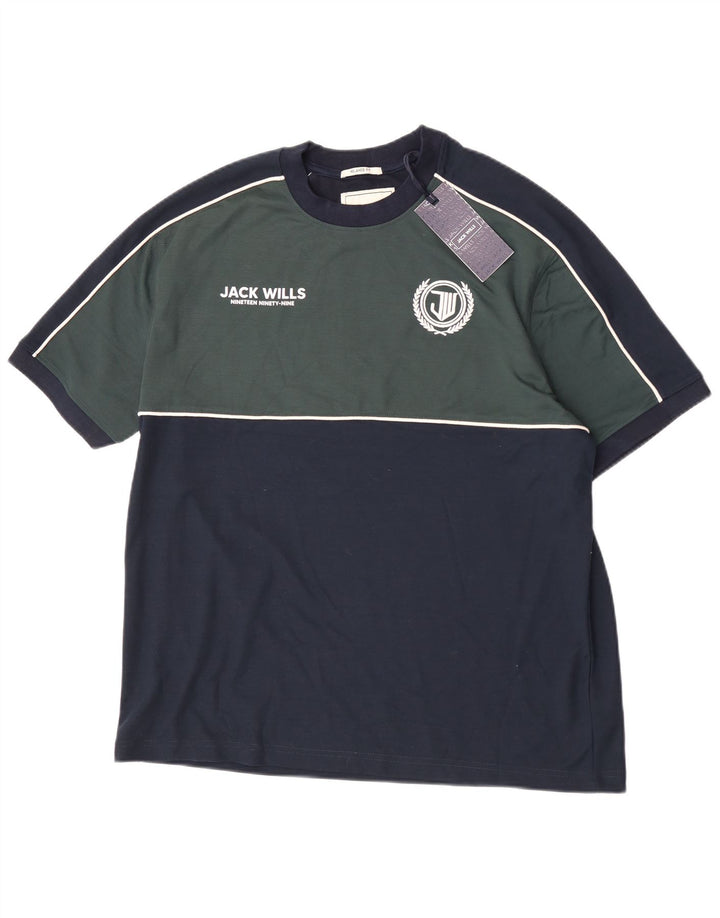 T-shirt grafica da uomo Jack Wills Top color block blu navy medio