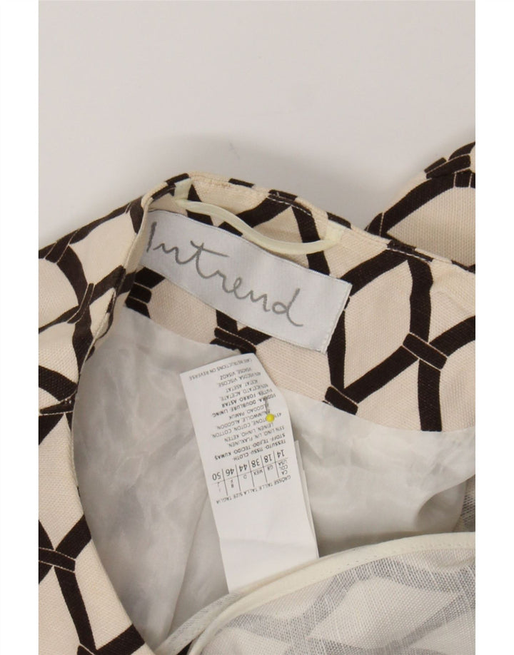 INTREND Womens Overcoat UK 18 XL Off White Argyle/Diamond Linen Vintage Intrend and Second-Hand Intrend from Messina Hembry 