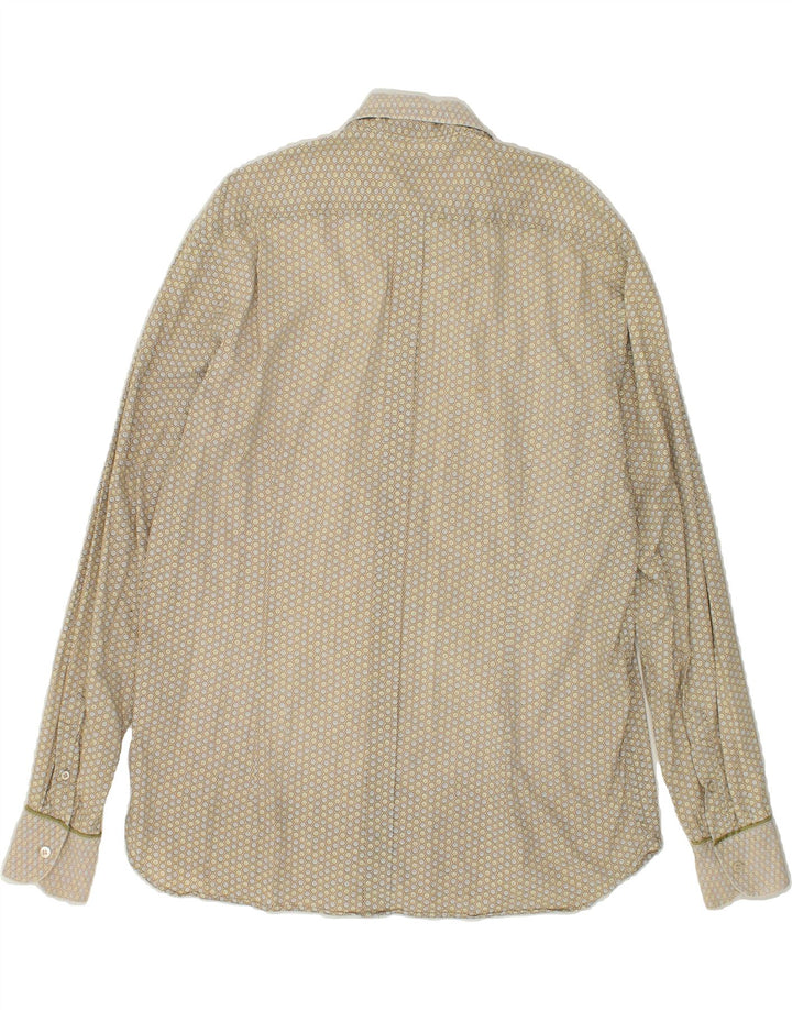TED BAKER Mens Shirt Size 4 Large Beige Geometric Cotton Vintage Ted Baker and Second-Hand Ted Baker from Messina Hembry 