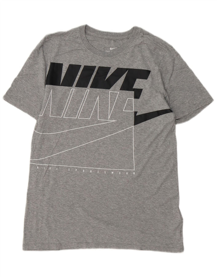 NIKE T-shirt grafica da uomo con vestibilità atletica, piccola, in cotone grigio