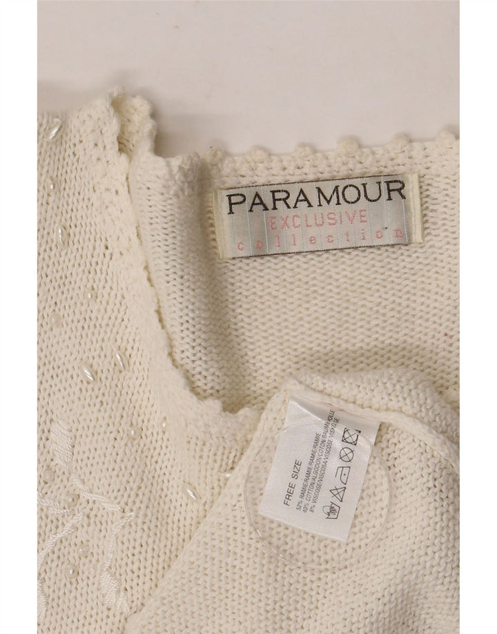 Maglione cardigan da donna Paramour Taglia unica Ramie floreale bianco