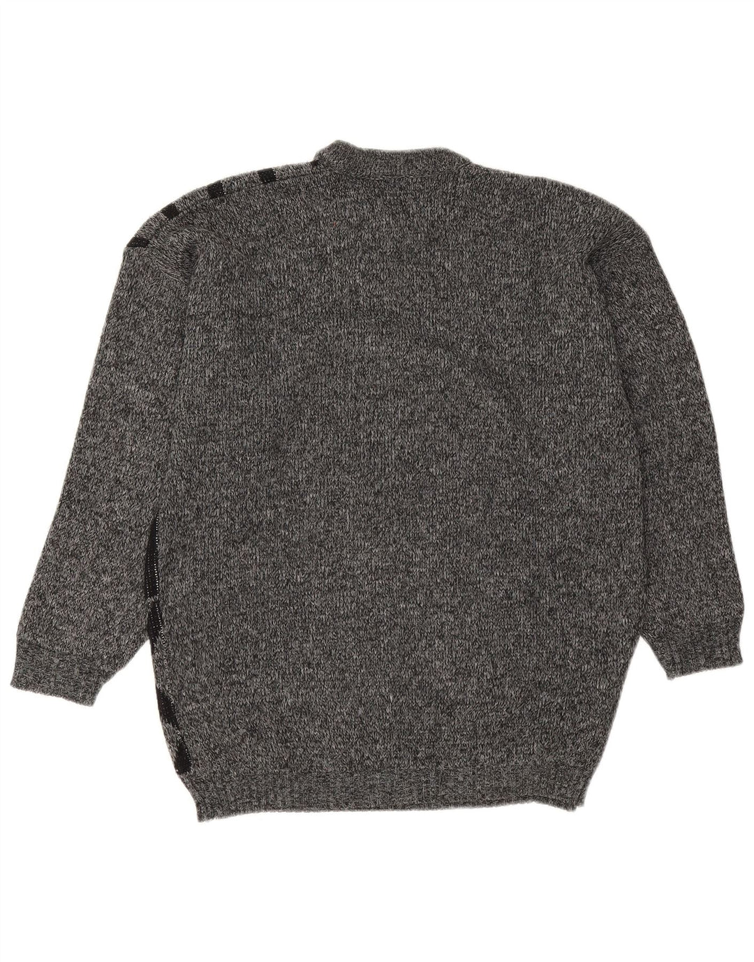 Maglione girocollo da uomo vintage in acrilico geometrico grigio medio