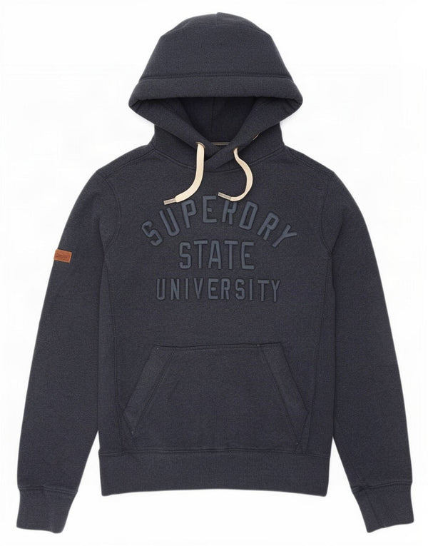Felpa con cappuccio grafica da uomo Superdry Small in cotone blu navy