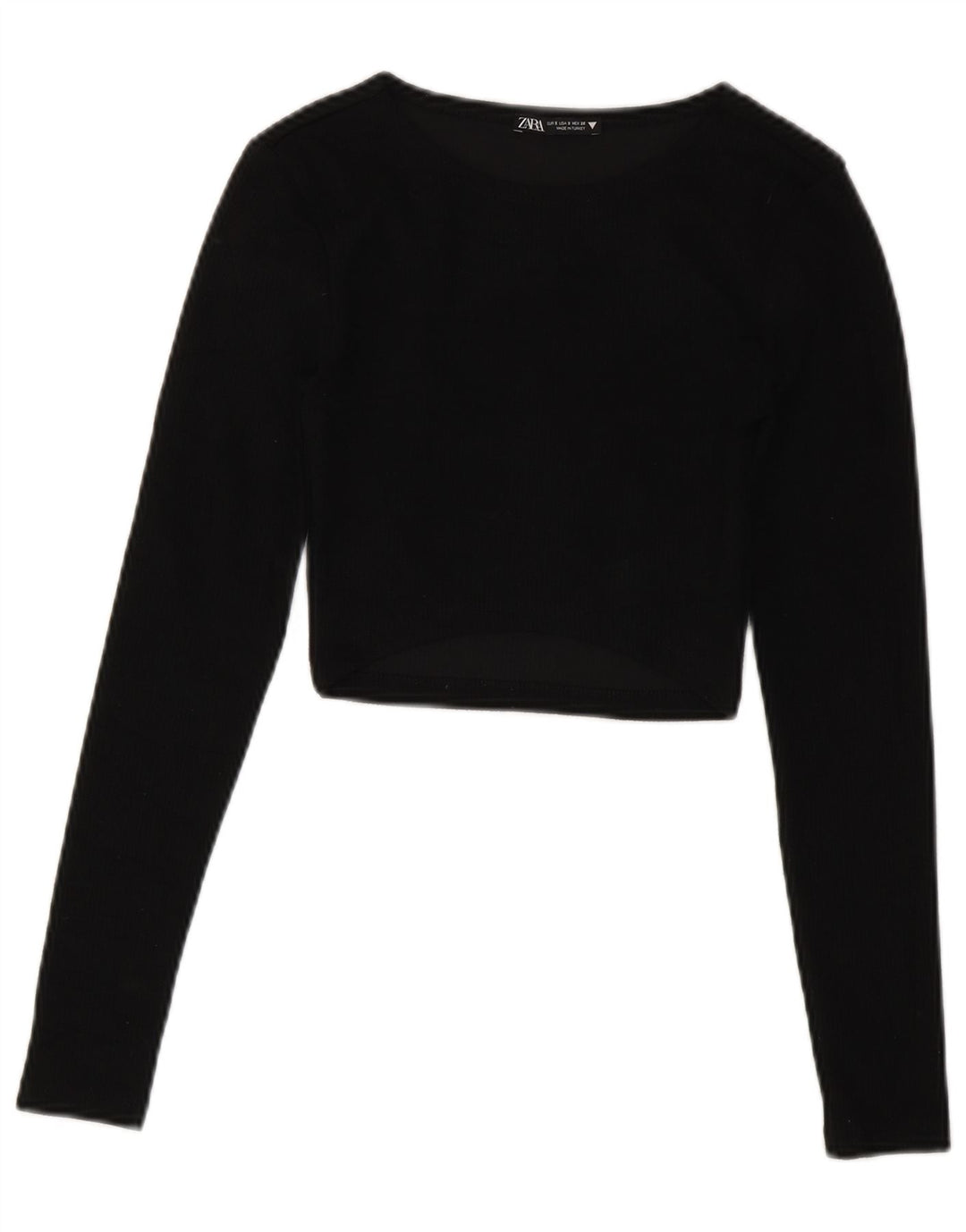 Top corto da donna Zara a maniche lunghe UK 8 piccolo nero