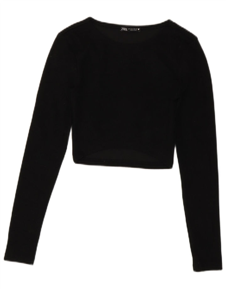 Top corto da donna Zara a maniche lunghe UK 8 piccolo nero