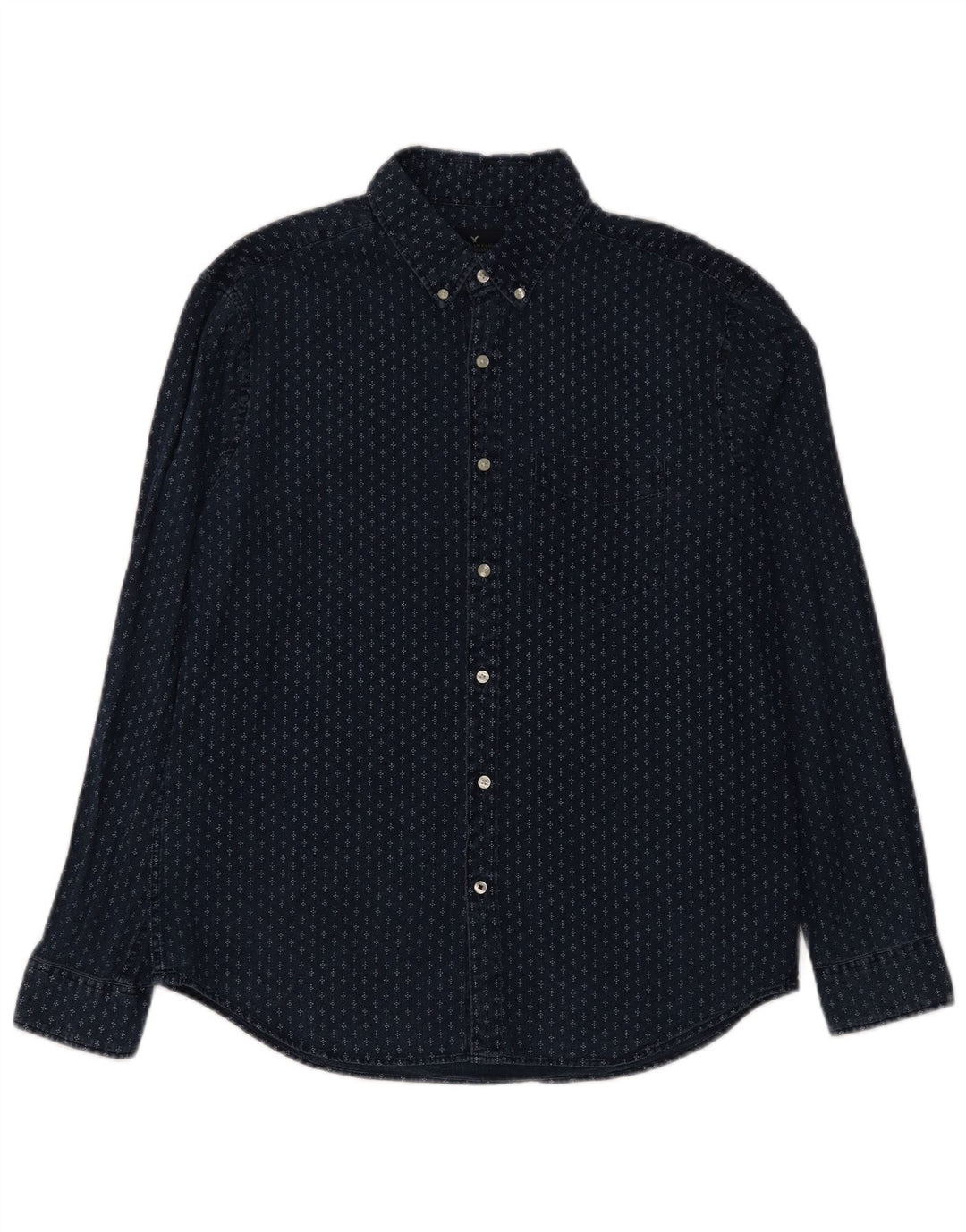 Camicia da uomo dalla vestibilità classica American Eagle, grande, in cotone maculato blu navy