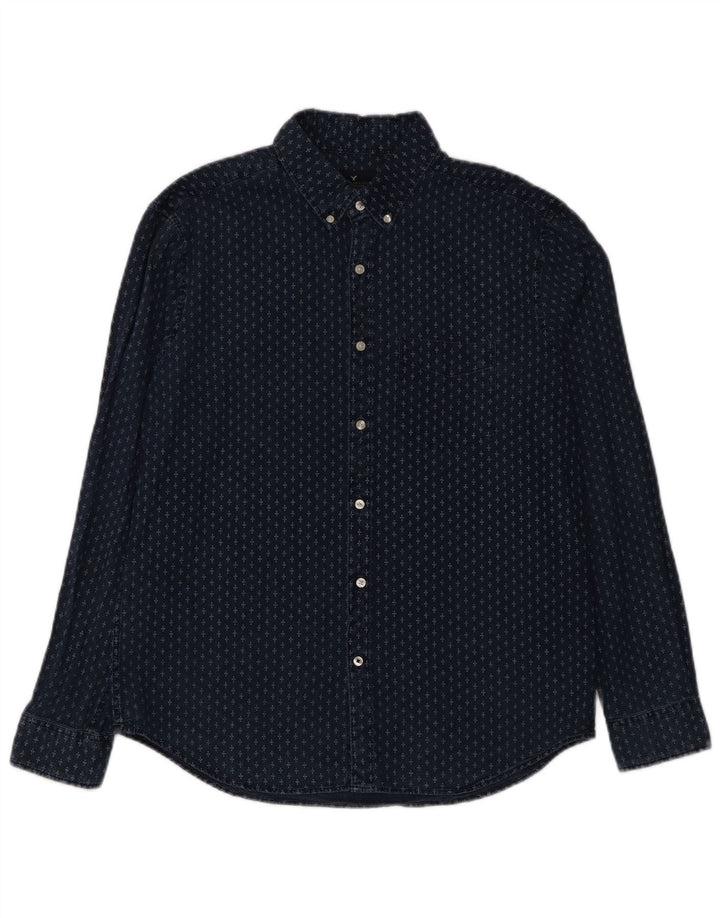 Camicia da uomo dalla vestibilità classica American Eagle, grande, in cotone maculato blu navy