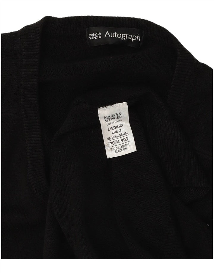 Maglione da uomo con scollo a V autografo Marks & Spencer, acrilico nero medio