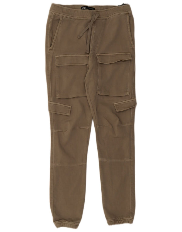Pantaloni cargo da jogging da uomo Zara piccoli W30 L28 cotone kaki