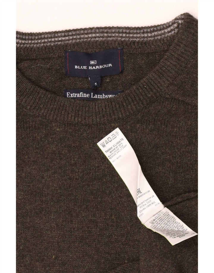 Maglione maglione girocollo da uomo Marks & Spencer piccolo lana d'agnello screziata verde