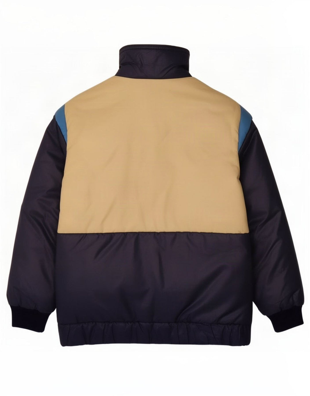 Giacca imbottita vintage da uomo UK 36 Small Blu Navy Colourblock in poliammide