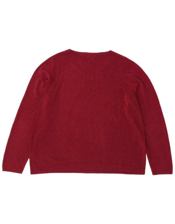 Maglione maglione girocollo da donna Marks & Spencer UK 22 3XL Acrilico bordeaux