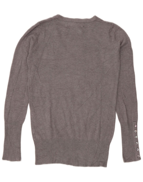 Maglione con scollo a V da donna Zara UK 10 piccolo grigio
