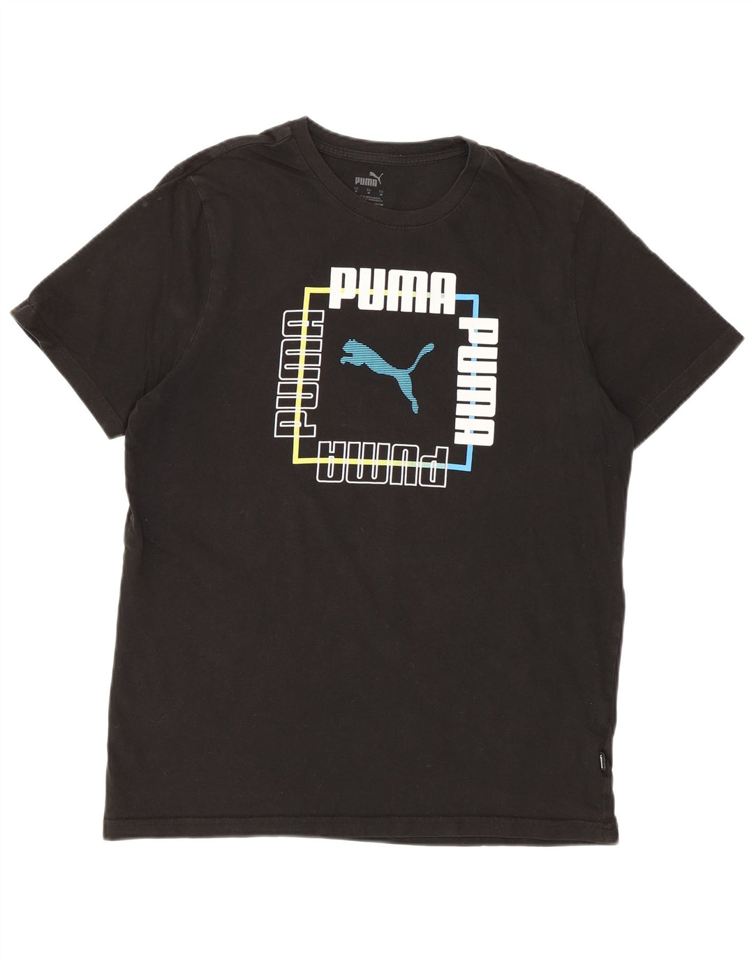 T-shirt grafica da donna Puma UK 14 Medium Black Cotton