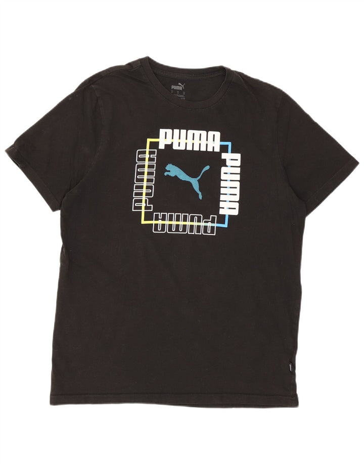 T-shirt grafica da donna Puma UK 14 Medium Black Cotton