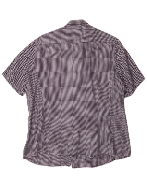 Camicia Fay da donna a maniche corte vestibilità regolare UK 18 XL cotone pied de poule blu