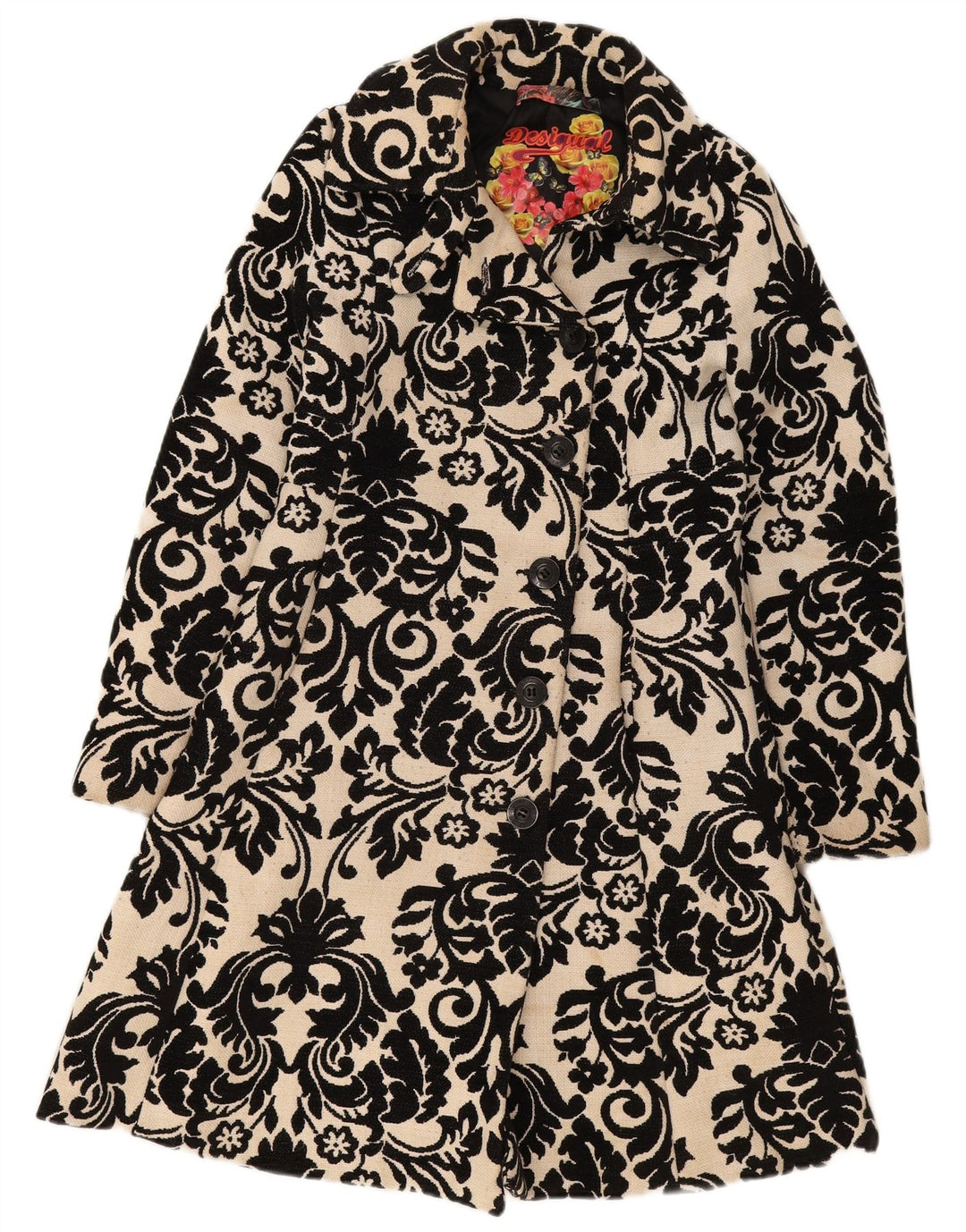 Desigual Cappotto da donna con grafica arcobaleno EU 38 Beige medio floreale