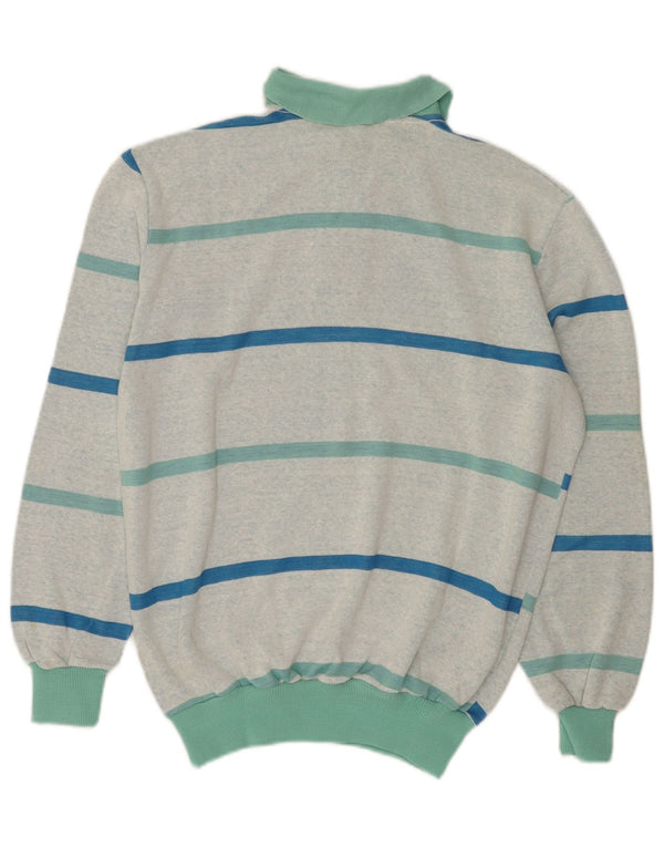 Maglione vintage da uomo con collo alto a righe verde medio