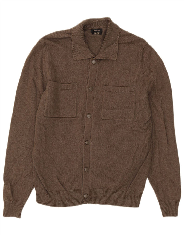 Maglione cardigan da uomo Massimo Dutti in lana marrone medio