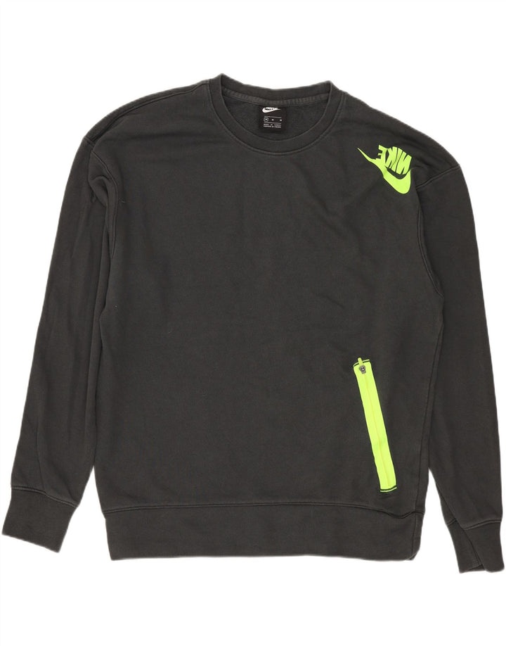 NIKE Felpa con grafica da uomo Maglione in cotone grigio medio