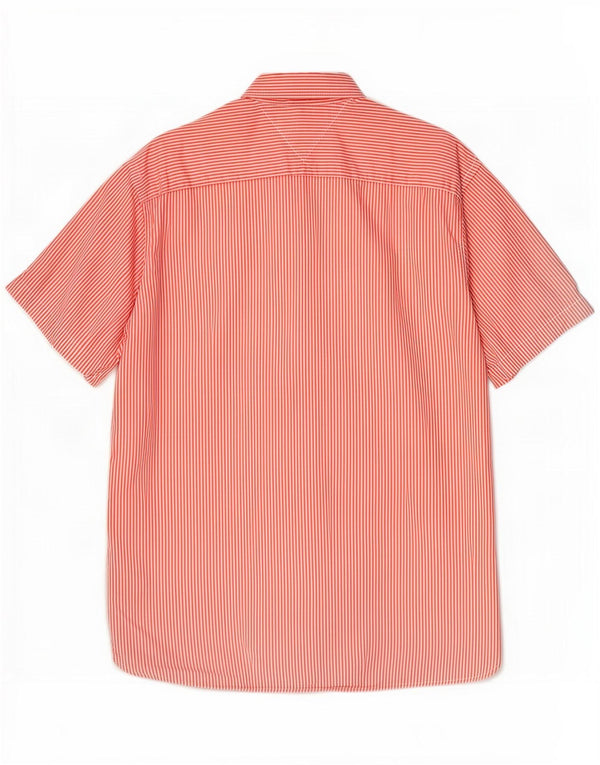 Tommy Hilfiger Mens Short Sleeve Custom Fit Shirt Medium Pink Pinstripe