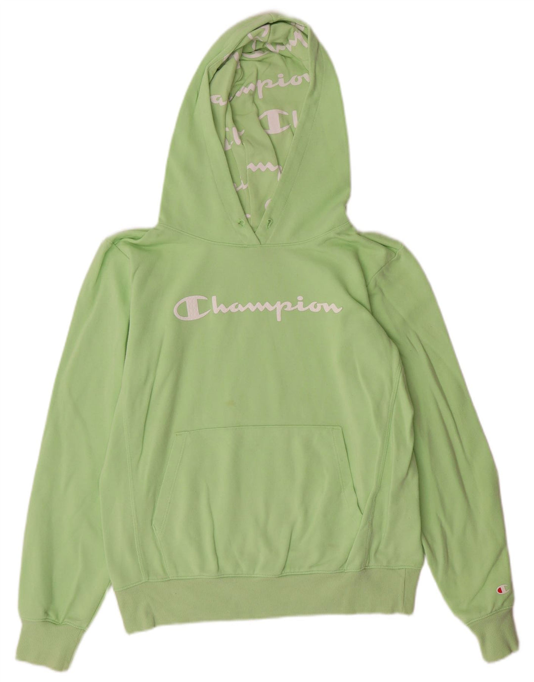 Maglione con cappuccio grafico da donna CHAMPION UK 16 grande cotone verde