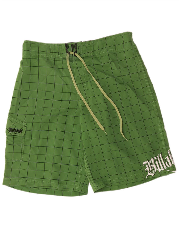 Pantaloncini da bagno grafici da uomo Billabong, poliestere grande a quadri verdi