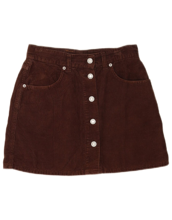 Mini gonna in velluto a coste a vita alta da donna Benetton IT 42 media W26 marrone