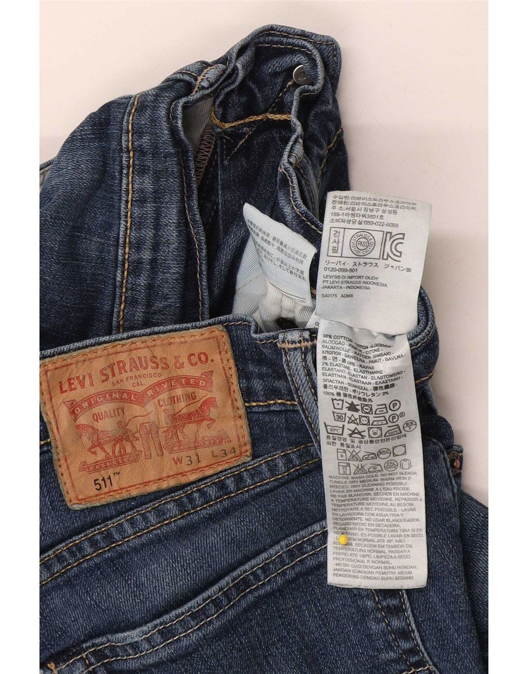 Jeans Levi's Uomo 511 Slim W31 L34 Cotone Blu