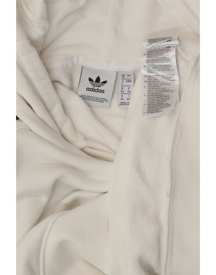 Maglione con cappuccio oversize corto da donna ADIDAS UK 8 piccolo cotone bianco