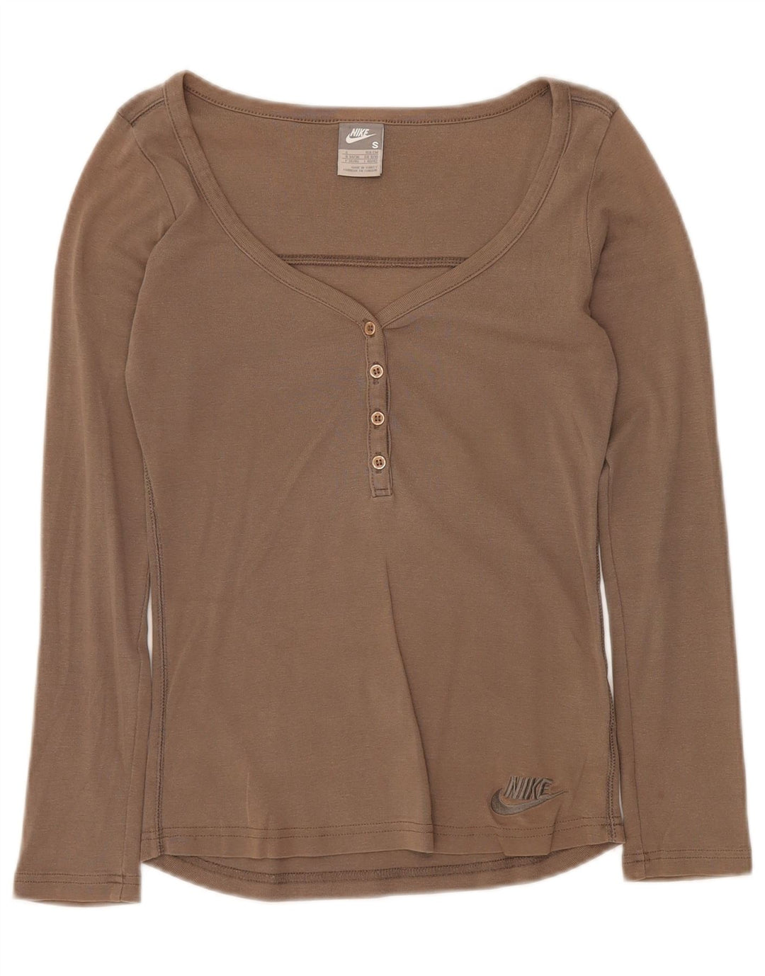 Top NIKE da donna a maniche lunghe UK 8/10 piccolo cotone grigio