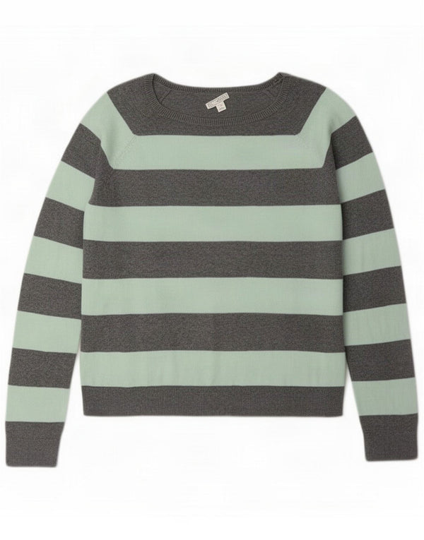 Gap Maglione da donna con scollo a barchetta UK 10 Small Grey Striped