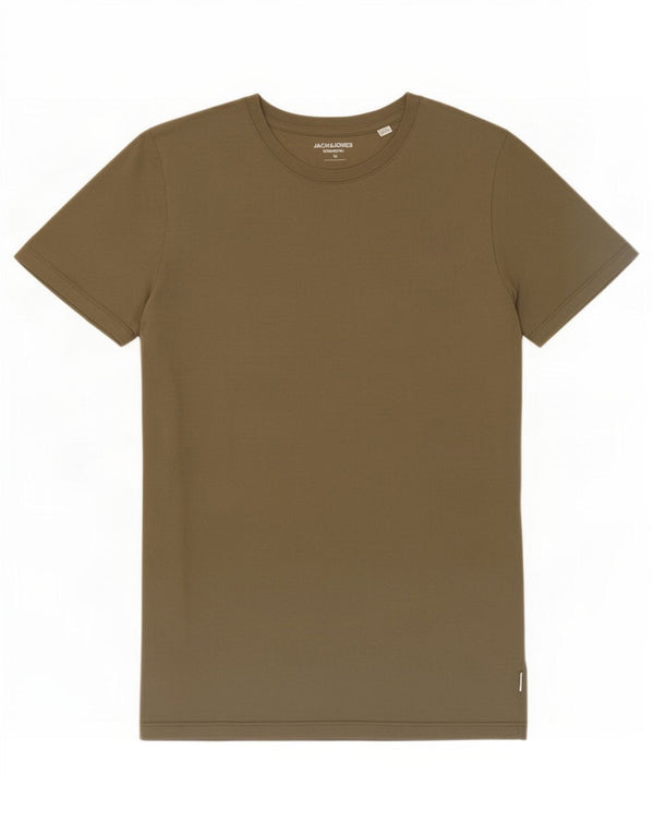 Jack & Jones Mens T-Shirt Top Medium Khaki Cotton