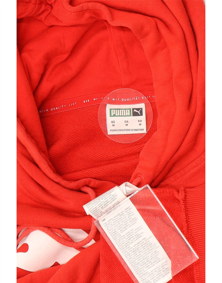 Felpa con cappuccio grafica da uomo Puma in cotone rosso medio