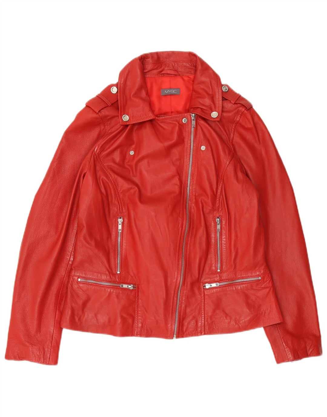 Giacca da motociclista vintage da donna UK 16 grande in pelle rossa