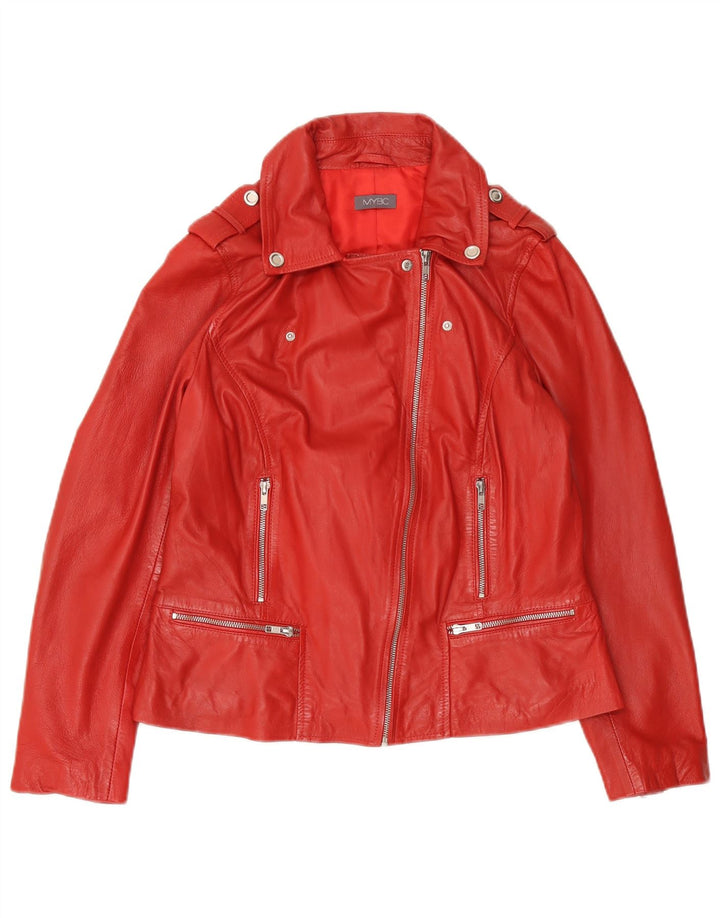 Giacca da motociclista vintage da donna UK 16 grande in pelle rossa