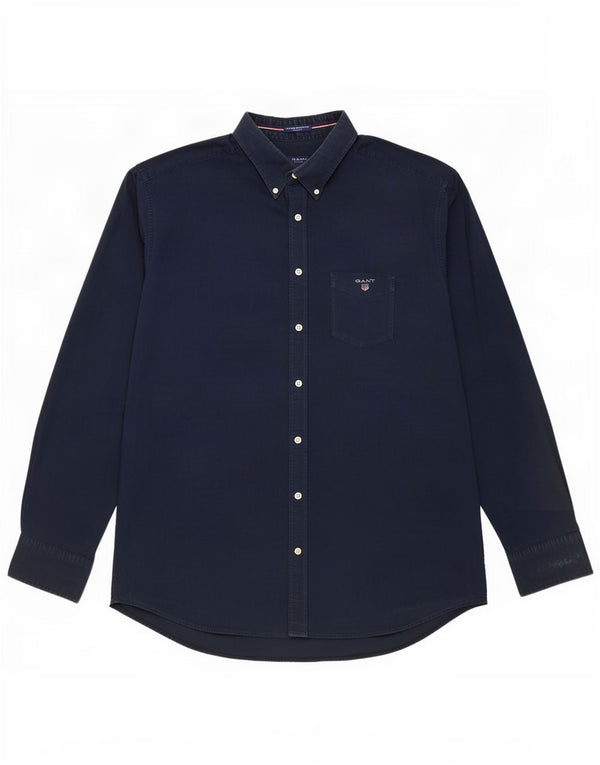 Camicia da uomo Gant taglia 43/44 17 1/2 XL cotone blu navy