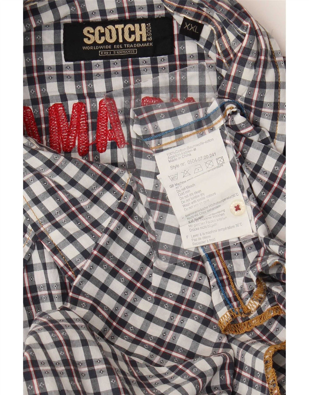 Camicia grafica da uomo Scotch & Soda 2XL cotone a quadri nero
