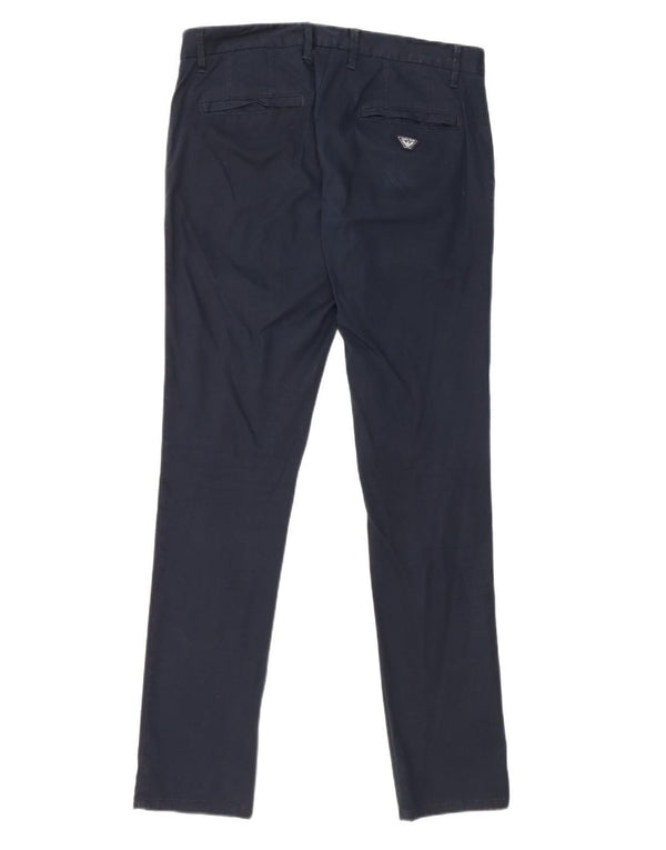 Pantaloni chino slim da uomo ARMANI IT 48 medio W32 L33 cotone blu navy
