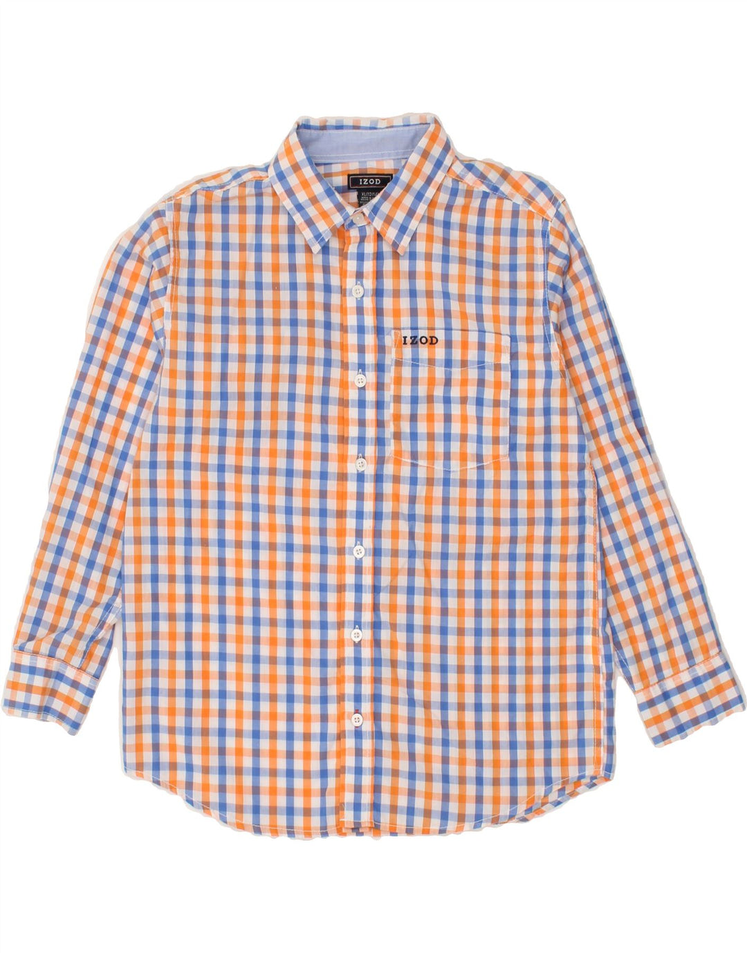 IZOD Boys Shirt 12-13 Years XL  Orange Gingham Cotton Vintage Izod and Second-Hand Izod from Messina Hembry 