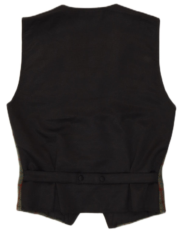 Gilet da donna vintage UK 10 piccolo lana a quadri verdi