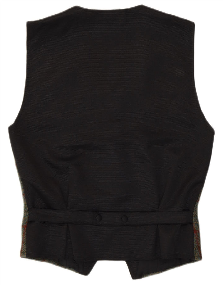 Gilet da donna vintage UK 10 piccolo lana a quadri verdi