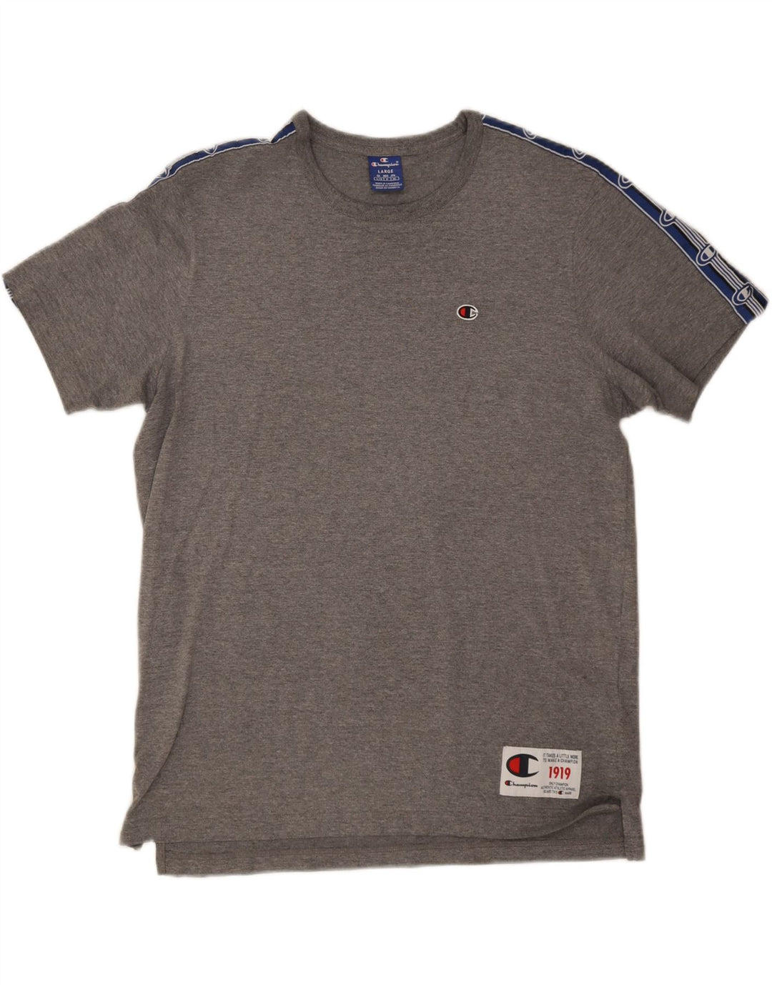 T-shirt grafica da uomo Champion Top grande in cotone color block grigio