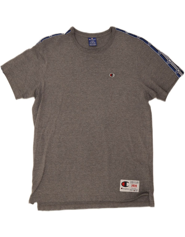 T-shirt grafica da uomo Champion Top grande in cotone color block grigio