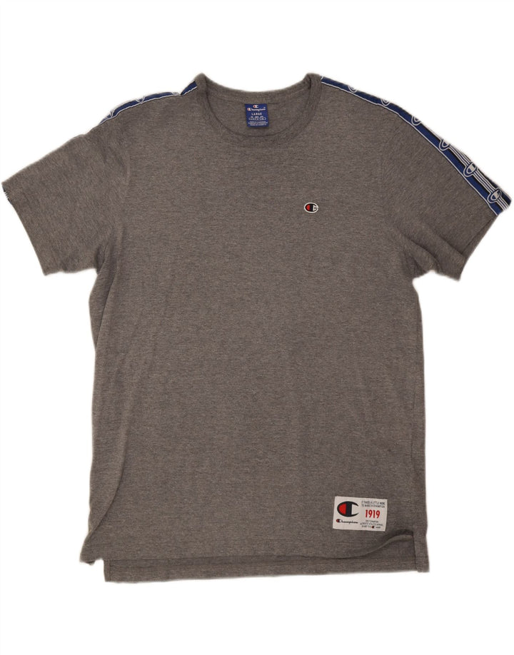T-shirt grafica da uomo Champion Top grande in cotone color block grigio