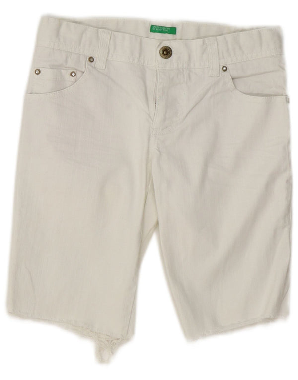 Pantaloncini di jeans per bambina Benetton 8-9 anni W24 Cotone floreale bianco